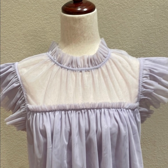 JOIE Lavender Tulle Ruffle Sleeve Blouse Sz M - Picture 2 of 5